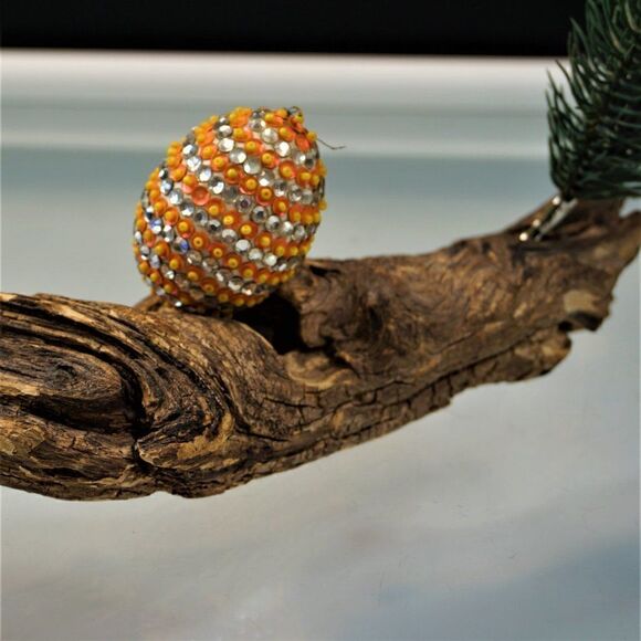 Christmas Ornament Sequined Jeweled Egg Shapped Vintage Tree Decoration - Picture 7 of 7